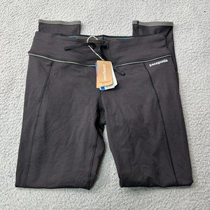 New Patagonia Pants Women Medium Black Running Peak Mission Tights 23990 $129